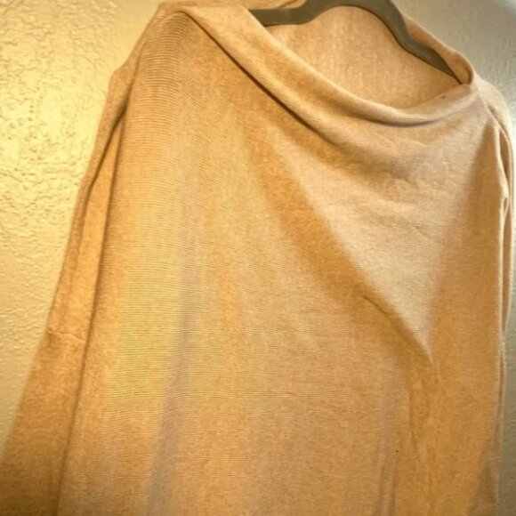 CBR Beige Tan Wide Cowl Neck Sweater Size Medium Scoop Minimalist Casual - Picture 3 of 9
